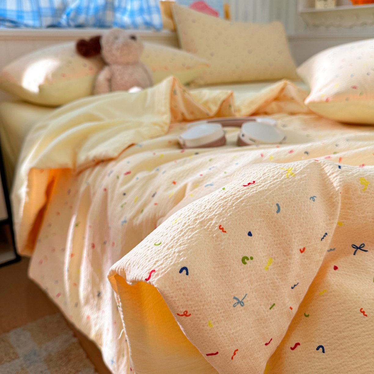 91家纺网 家纺一手货源 找家纺 N先生+V 13814689556 发大图/买家秀 2026春夏新款A类泡芙双层纱夏被系列夏凉被空调被 冰激凌（夏被）