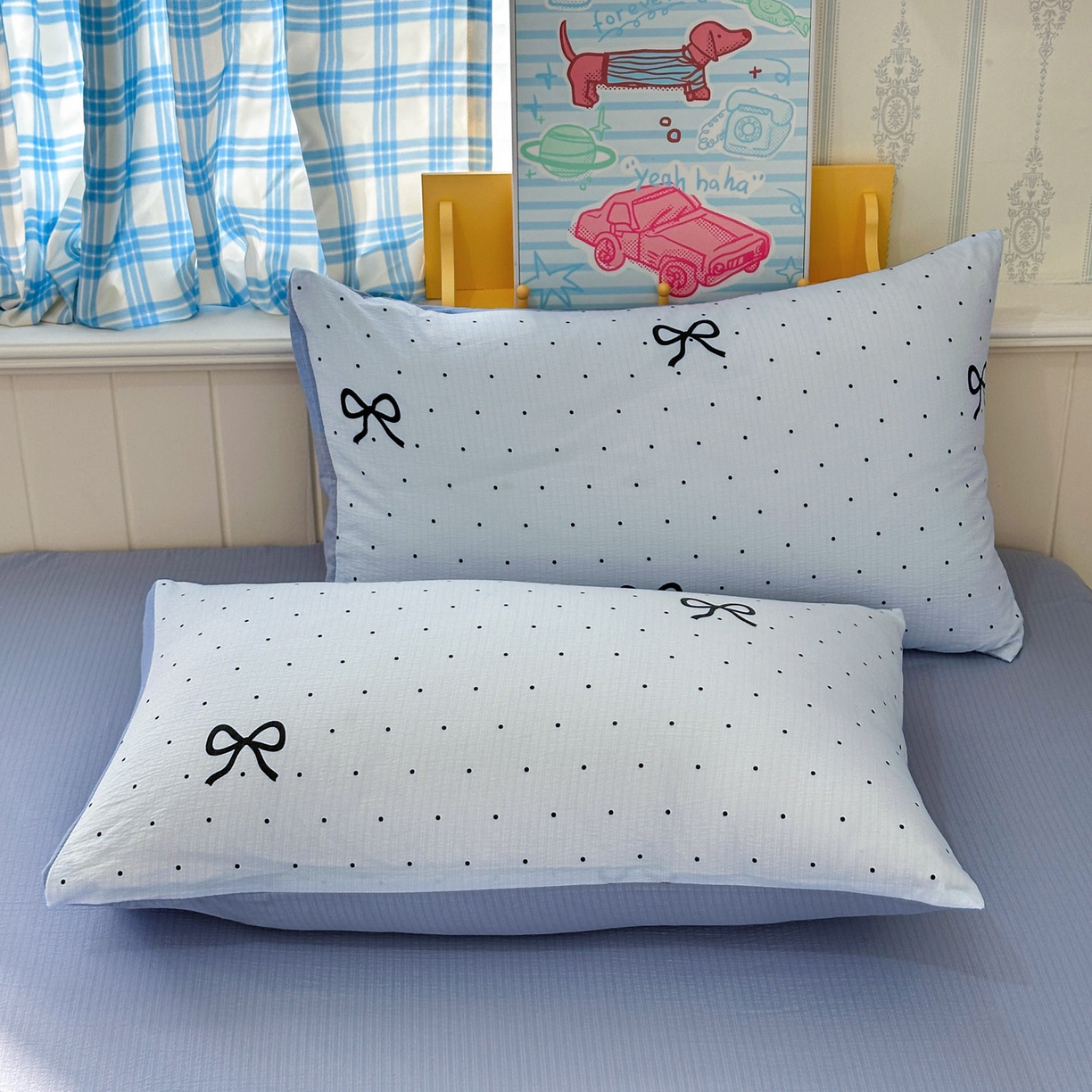 91家纺网 家纺一手货源 找家纺 N先生+V 13814689556 发大图/买家秀 2026春夏新款A类泡芙双层纱夏被系列夏凉被空调被 波点蝴蝶结（夏被）