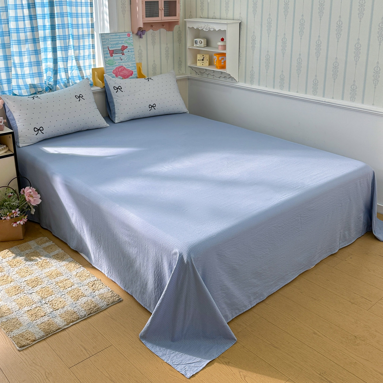 91家纺网 家纺一手货源 找家纺 N先生+V 13814689556 发大图/买家秀 2026春夏新款A类泡芙双层纱夏被系列夏凉被空调被 波点蝴蝶结（夏被）