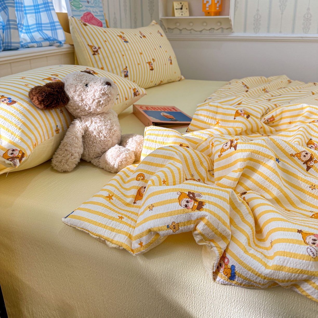 91家纺网 家纺一手货源 找家纺 N先生+V 13814689556 发大图/买家秀 2026春夏新款A类泡芙双层纱夏被系列夏凉被空调被 可爱萌星（夏被）