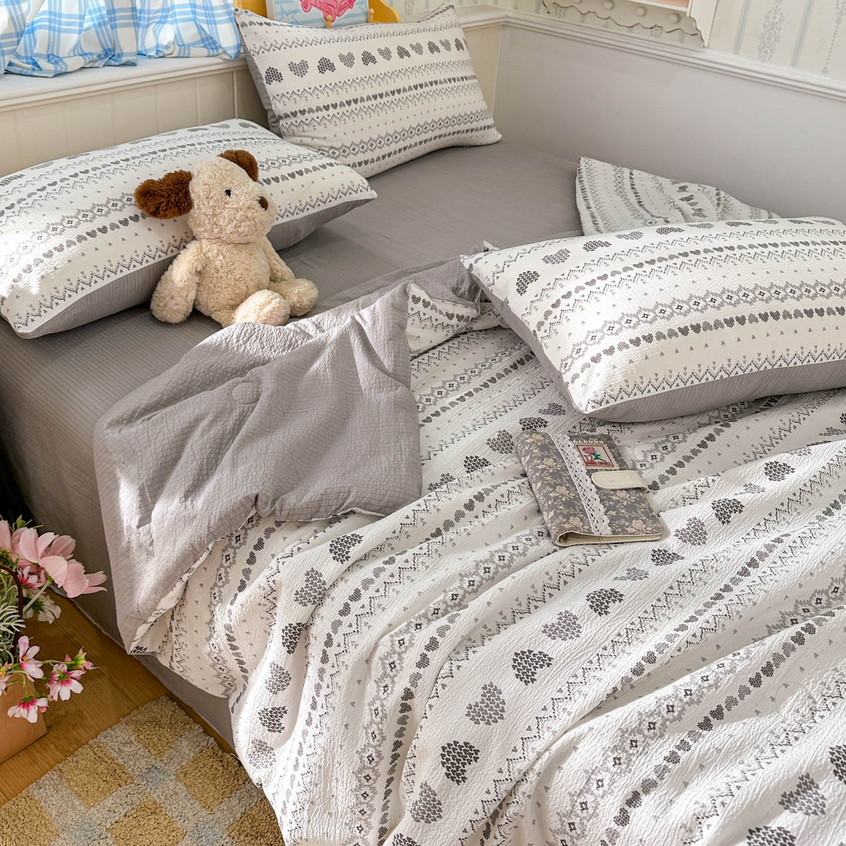 91家纺网 家纺一手货源 找家纺 N先生+V 13814689556 发大图/买家秀 2026春夏新款A类泡芙双层纱夏被系列夏凉被空调被 小确幸（夏被）