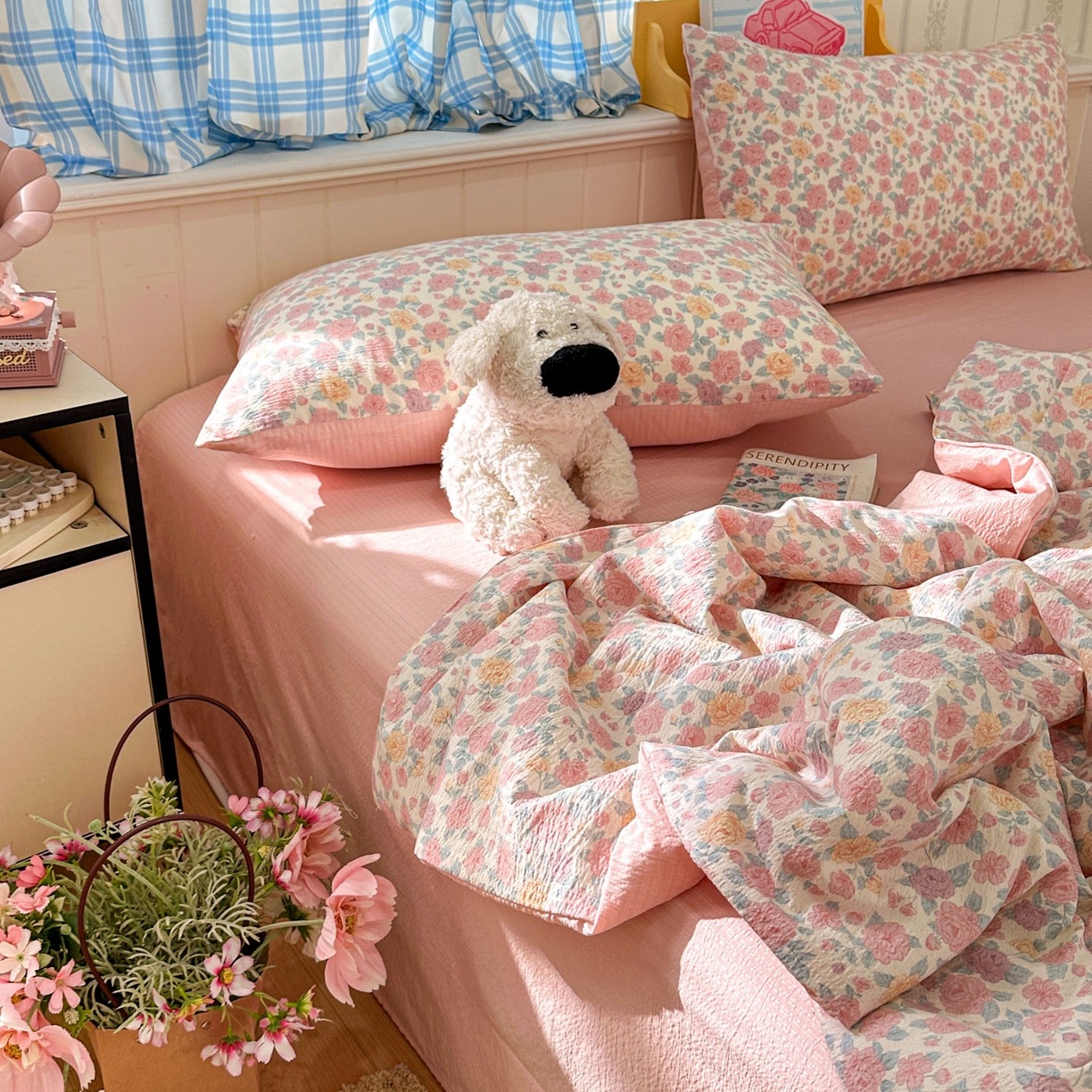 91家纺网 家纺一手货源 找家纺 N先生+V 13814689556 发大图/买家秀 2026春夏新款A类泡芙双层纱夏被系列夏凉被空调被 春风里(夏被）