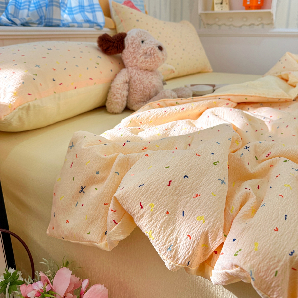 91家纺网 家纺一手货源 找家纺 N先生+V 13814689556 发大图/买家秀 2026春夏新款A类泡芙双层纱夏被系列夏凉被空调被 冰激凌（夏被）