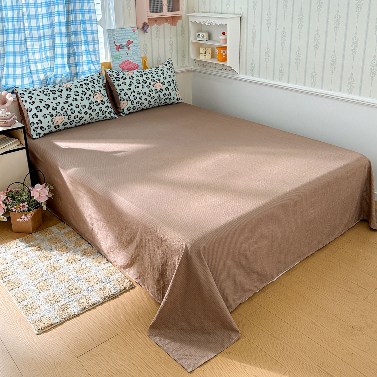 91家纺网 家纺一手货源 找家纺 N先生+V 13814689556 发大图/买家秀 2026春夏新款A类泡芙双层纱夏被系列夏凉被空调被 豹纹猫咪(夏被）