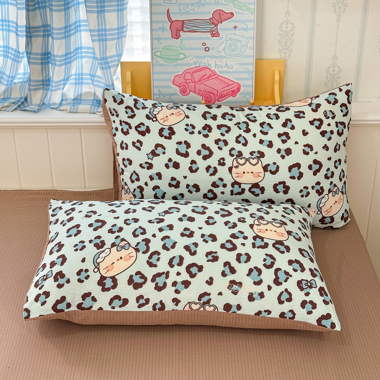 91家纺网 家纺一手货源 找家纺 N先生+V 13814689556 发大图/买家秀 2026春夏新款A类泡芙双层纱夏被系列夏凉被空调被 豹纹猫咪(夏被）