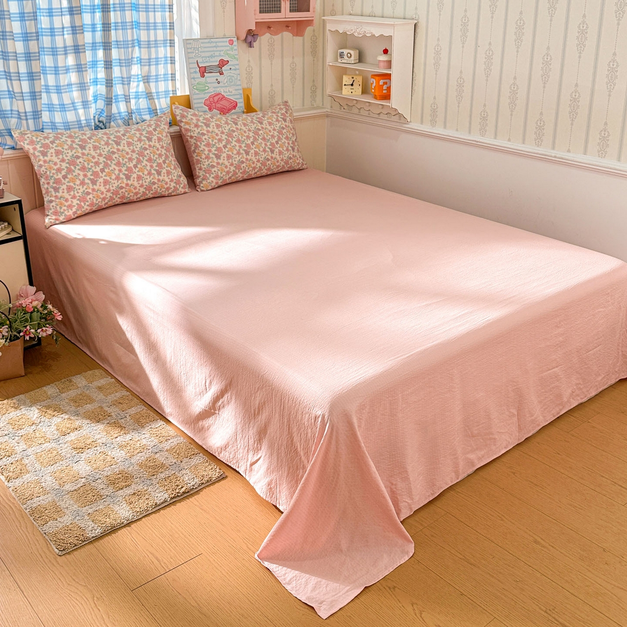 91家纺网 家纺一手货源 找家纺 N先生+V 13814689556 发大图/买家秀 2026春夏新款A类泡芙双层纱夏被系列夏凉被空调被 春风里(夏被）