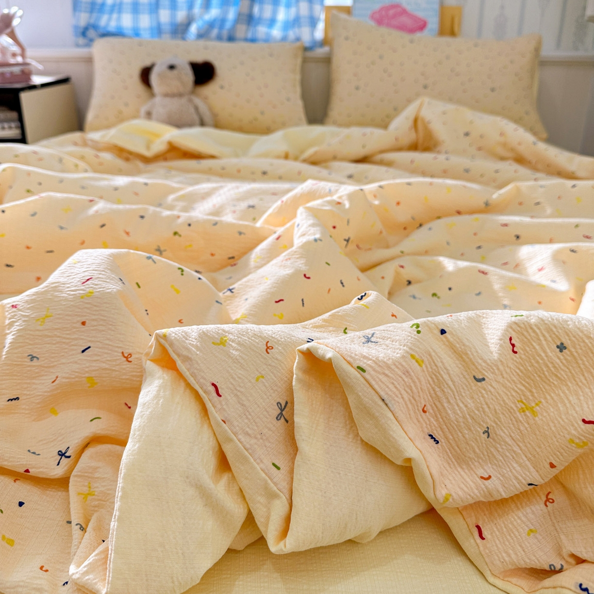 91家纺网 家纺一手货源 找家纺 N先生+V 13814689556 发大图/买家秀 2026春夏新款A类泡芙双层纱夏被系列夏凉被空调被 冰激凌（夏被）