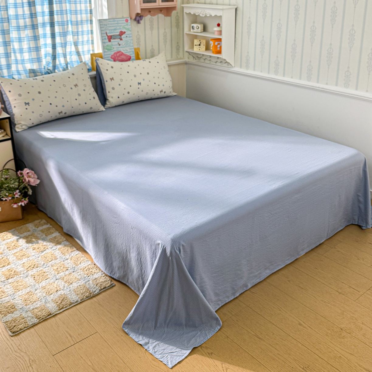 91家纺网 家纺一手货源 找家纺 N先生+V 13814689556 发大图/买家秀 2026春夏新款A类泡芙双层纱夏被系列夏凉被空调被 蓝色星空（夏被）