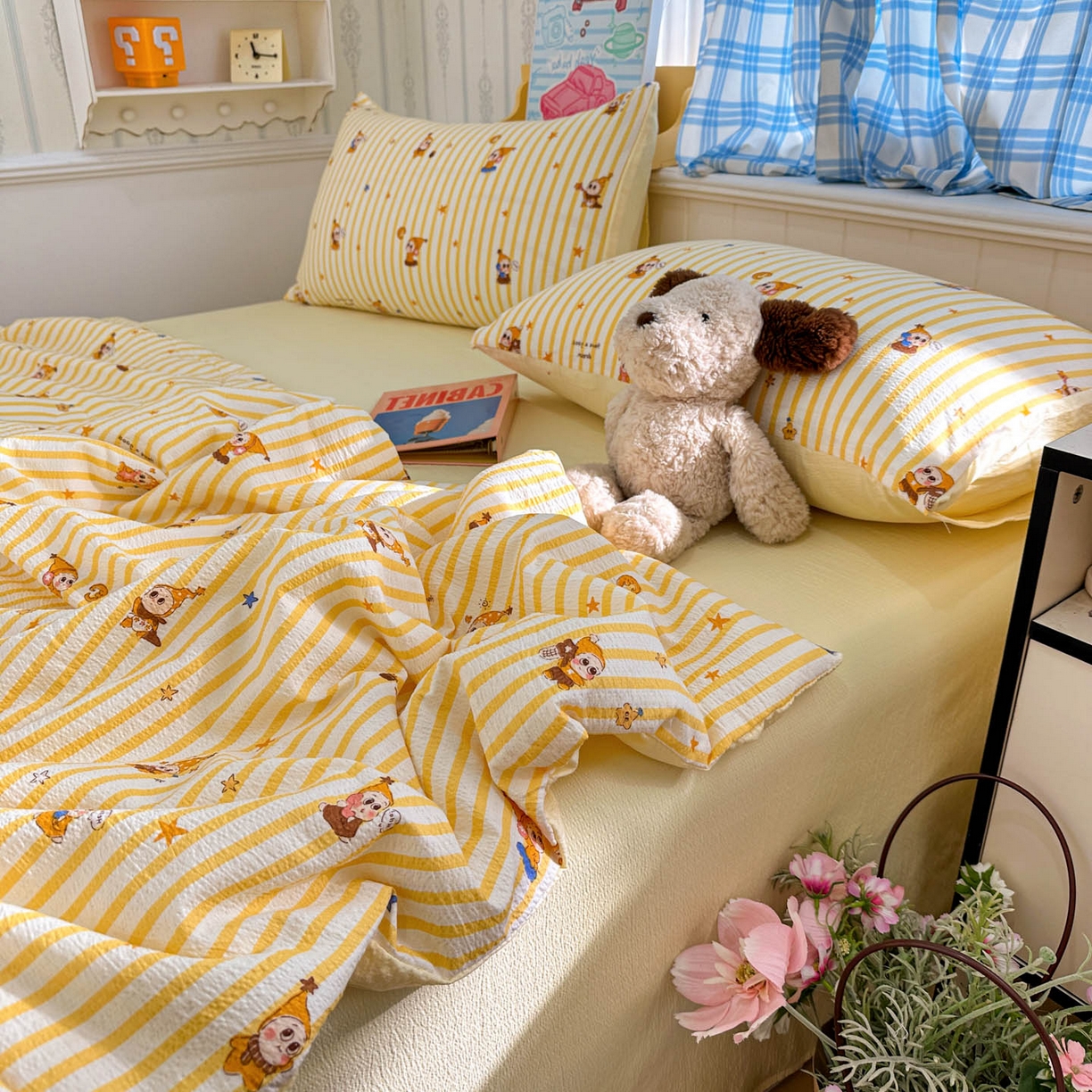 91家纺网 家纺一手货源 找家纺 N先生+V 13814689556 发大图/买家秀 2026春夏新款A类泡芙双层纱夏被系列夏凉被空调被 可爱萌星（夏被）