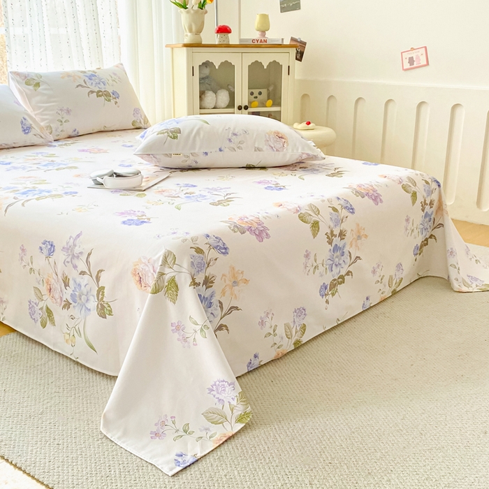 91家纺网 家纺一手货源 找家纺 棉乐町家居 2026春夏新款100%全棉纯棉老粗布床单凉席席子 花梦乐园