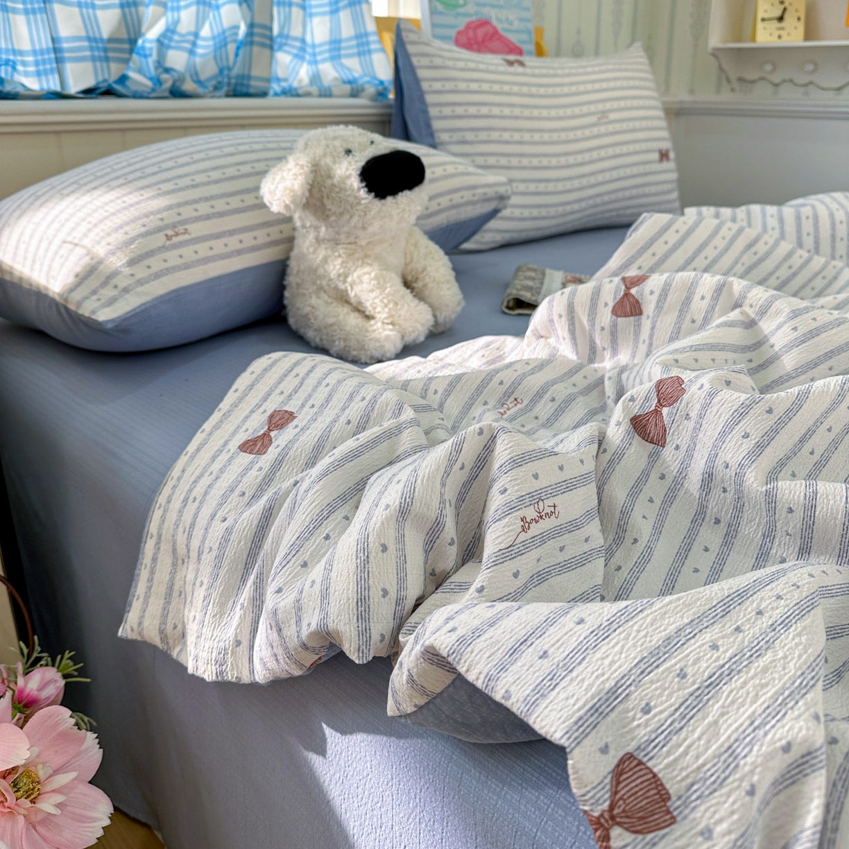 91家纺网 家纺一手货源 找家纺 N先生+V 13814689556 发大图/买家秀 2026春夏新款A类泡芙双层纱夏被系列夏凉被空调被 可颂（夏被）