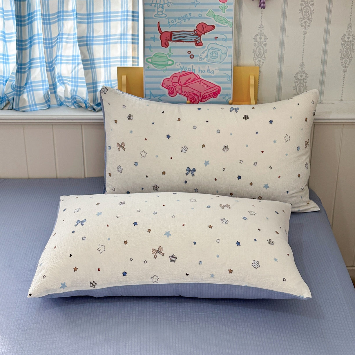 91家纺网 家纺一手货源 找家纺 N先生+V 13814689556 发大图/买家秀 2026春夏新款A类泡芙双层纱夏被系列夏凉被空调被 蓝色星空（夏被）