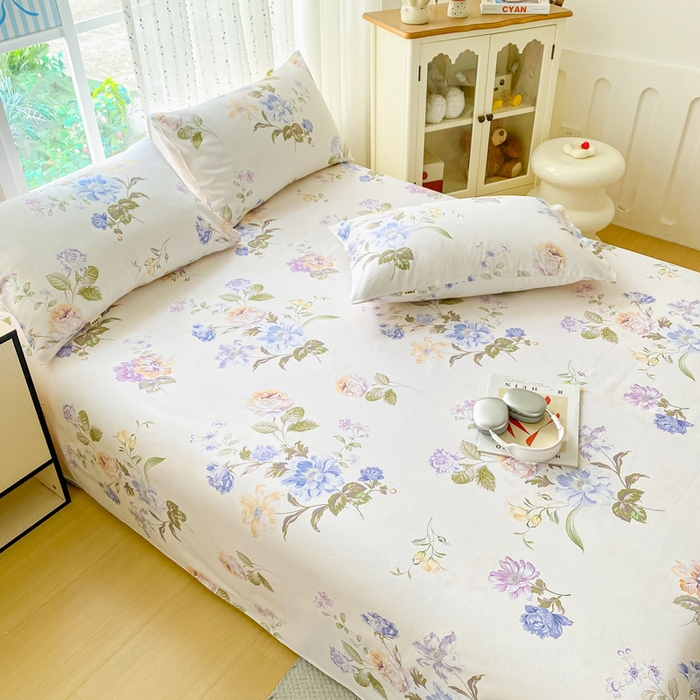 91家纺网 家纺一手货源 找家纺 棉乐町家居 2026春夏新款100%全棉纯棉老粗布床单凉席席子 花梦乐园