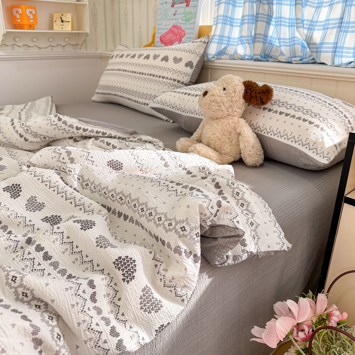 91家纺网 家纺一手货源 找家纺 N先生+V 13814689556 发大图/买家秀 2026春夏新款A类泡芙双层纱夏被系列夏凉被空调被 小确幸（夏被）