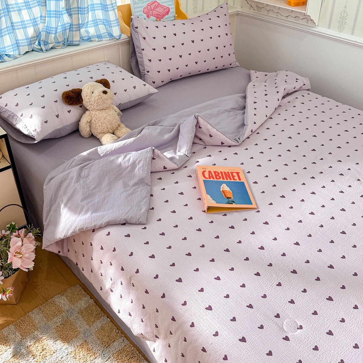 91家纺网 家纺一手货源 找家纺 N先生+V 13814689556 发大图/买家秀 2026春夏新款A类泡芙双层纱夏被系列夏凉被空调被 紫色心情（夏被）