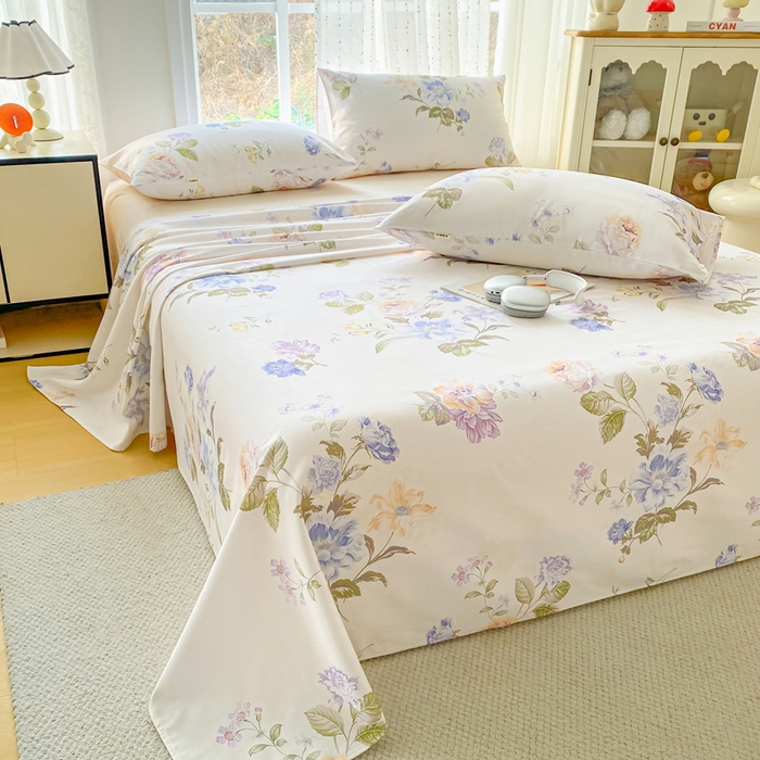 91家纺网 家纺一手货源 找家纺 棉乐町家居 2026春夏新款100%全棉纯棉老粗布床单凉席席子 花梦乐园