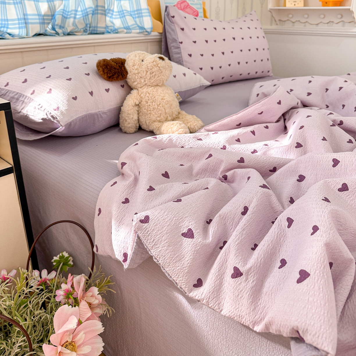 91家纺网 家纺一手货源 找家纺 N先生+V 13814689556 发大图/买家秀 2026春夏新款A类泡芙双层纱夏被系列夏凉被空调被 紫色心情（夏被）