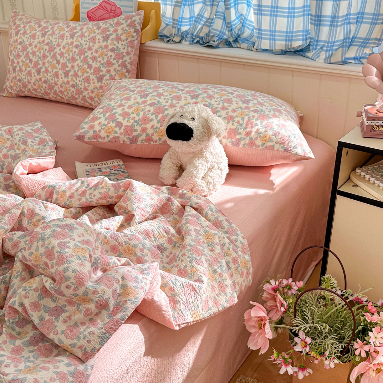 91家纺网 家纺一手货源 找家纺 N先生+V 13814689556 发大图/买家秀 2026春夏新款A类泡芙双层纱夏被系列夏凉被空调被 春风里(夏被）