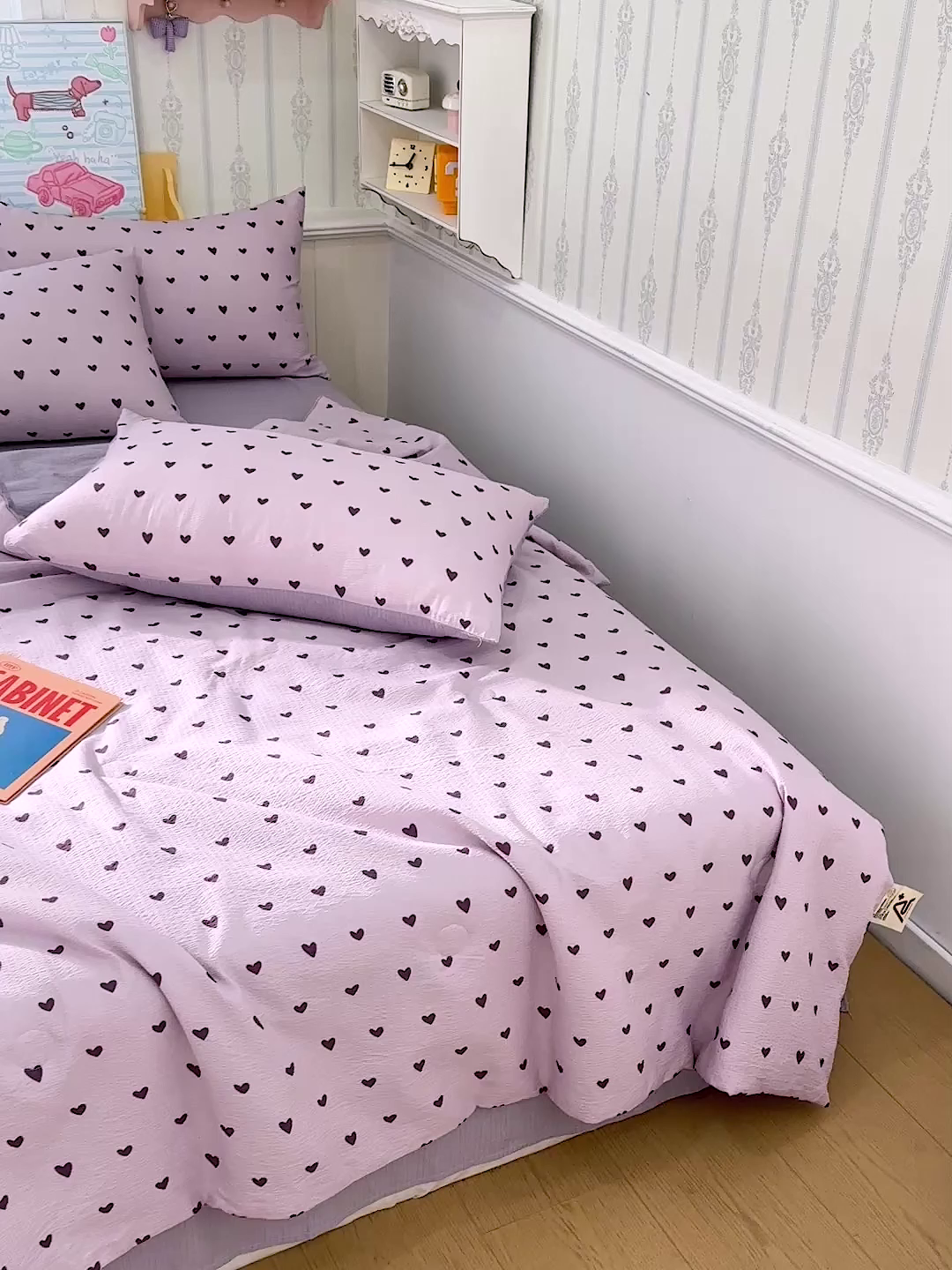 91家纺网 家纺一手货源 找家纺 N先生+V 13814689556 发大图/买家秀 2026春夏新款A类泡芙双层纱夏被系列夏凉被空调被 紫色心情（夏被）