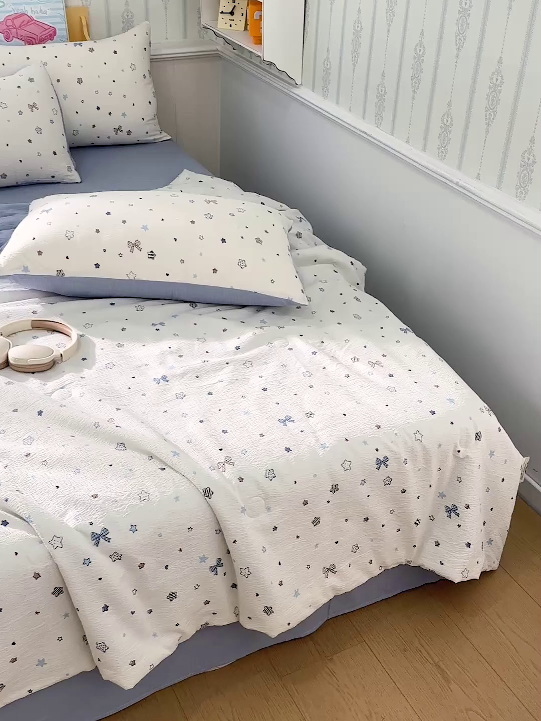 91家纺网 家纺一手货源 找家纺 N先生+V 13814689556 发大图/买家秀 2026春夏新款A类泡芙双层纱夏被系列夏凉被空调被 蓝色星空（夏被）