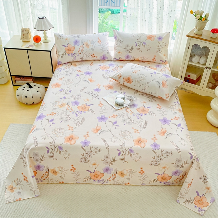 91家纺网 家纺一手货源 找家纺 棉乐町家居 2026春夏新款100%全棉纯棉老粗布床单凉席席子 洛神花间