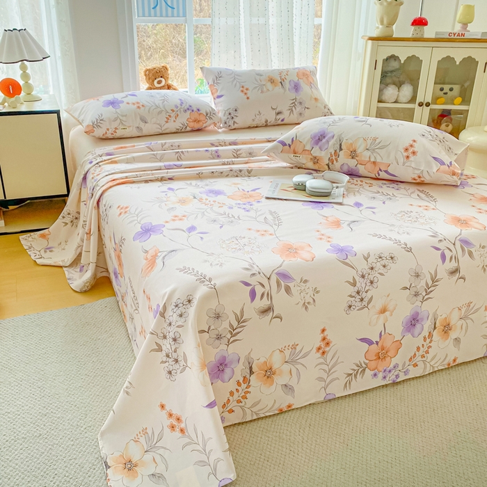 91家纺网 家纺一手货源 找家纺 棉乐町家居 2026春夏新款100%全棉纯棉老粗布床单凉席席子 洛神花间