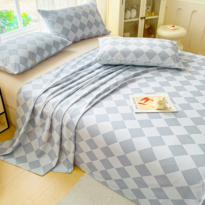 91家纺网 家纺一手货源 找家纺 棉乐町家居 2026春夏新款100%全棉纯棉老粗布床单凉席席子 浅菱