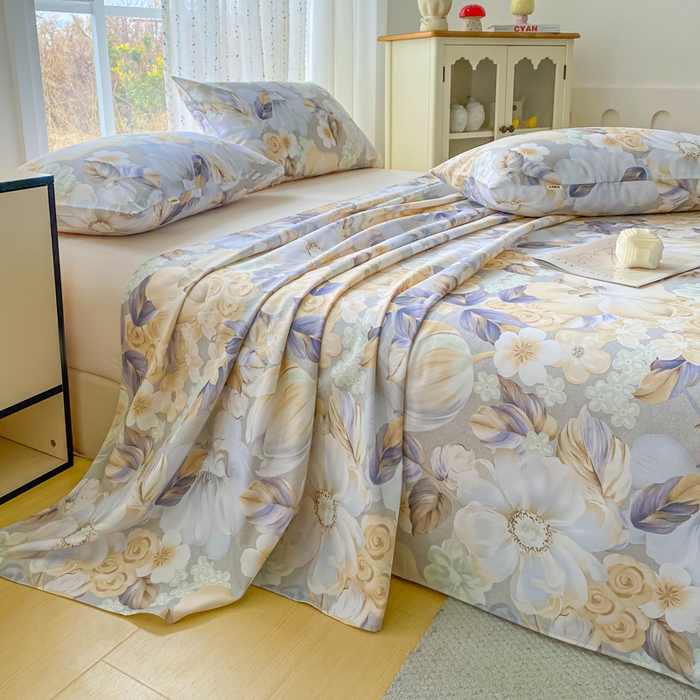 91家纺网 家纺一手货源 找家纺 棉乐町家居 2026春夏新款100%全棉纯棉老粗布床单凉席席子 浅棠