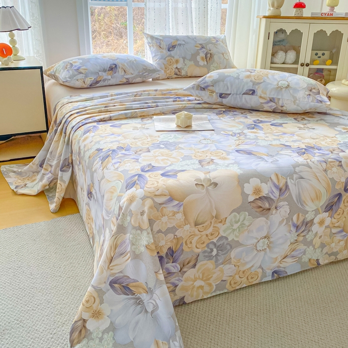 91家纺网 家纺一手货源 找家纺 棉乐町家居 2026春夏新款100%全棉纯棉老粗布床单凉席席子 浅棠