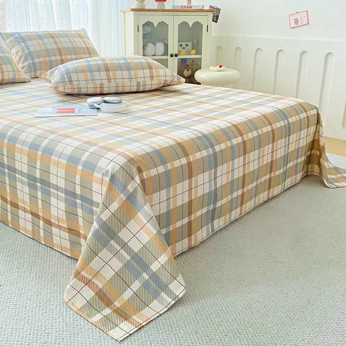 91家纺网 家纺一手货源 找家纺 棉乐町家居 2026春夏新款100%全棉纯棉老粗布床单凉席席子 浅棕