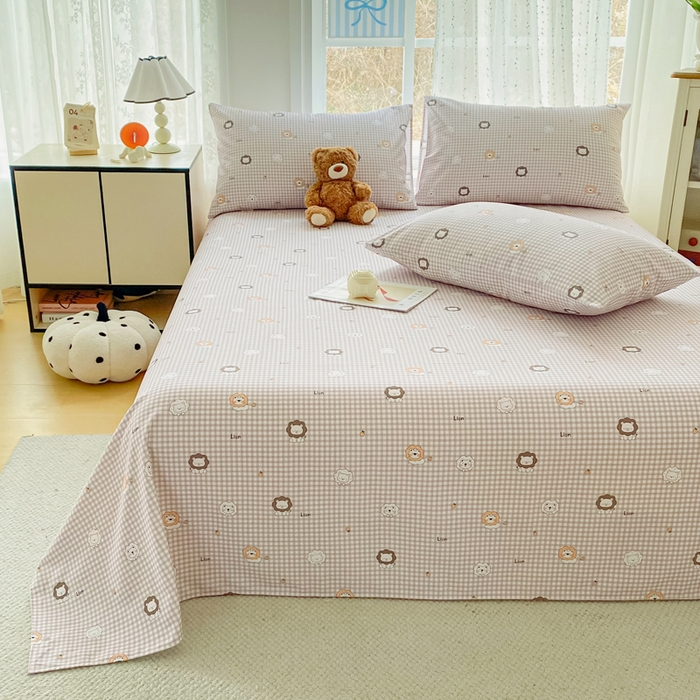 91家纺网 家纺一手货源 找家纺 棉乐町家居 2026春夏新款100%全棉纯棉老粗布床单凉席席子 小狮子