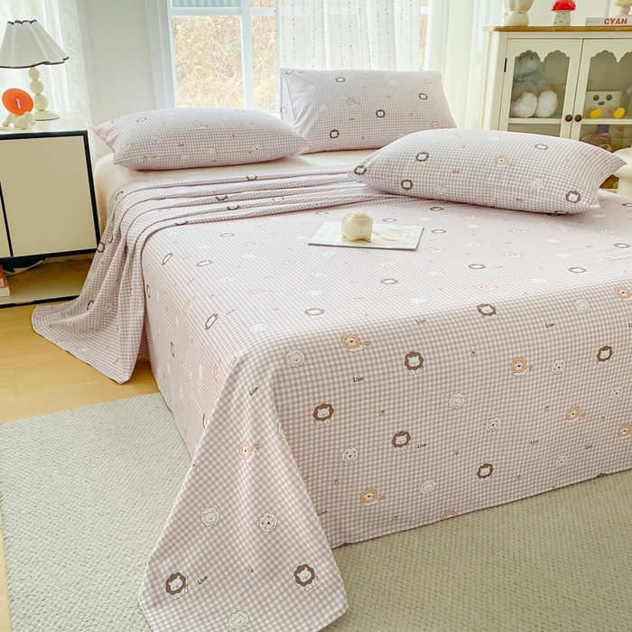 91家纺网 家纺一手货源 找家纺 棉乐町家居 2026春夏新款100%全棉纯棉老粗布床单凉席席子 小狮子