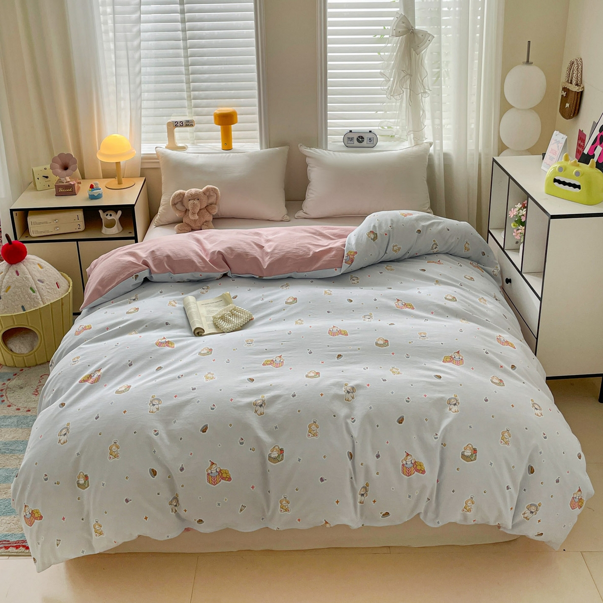 91家纺网 家纺一手货源 找家纺 纽缦家纺 2026新款A类105g仿棉四件套古法水洗棉单被套 安琪拉