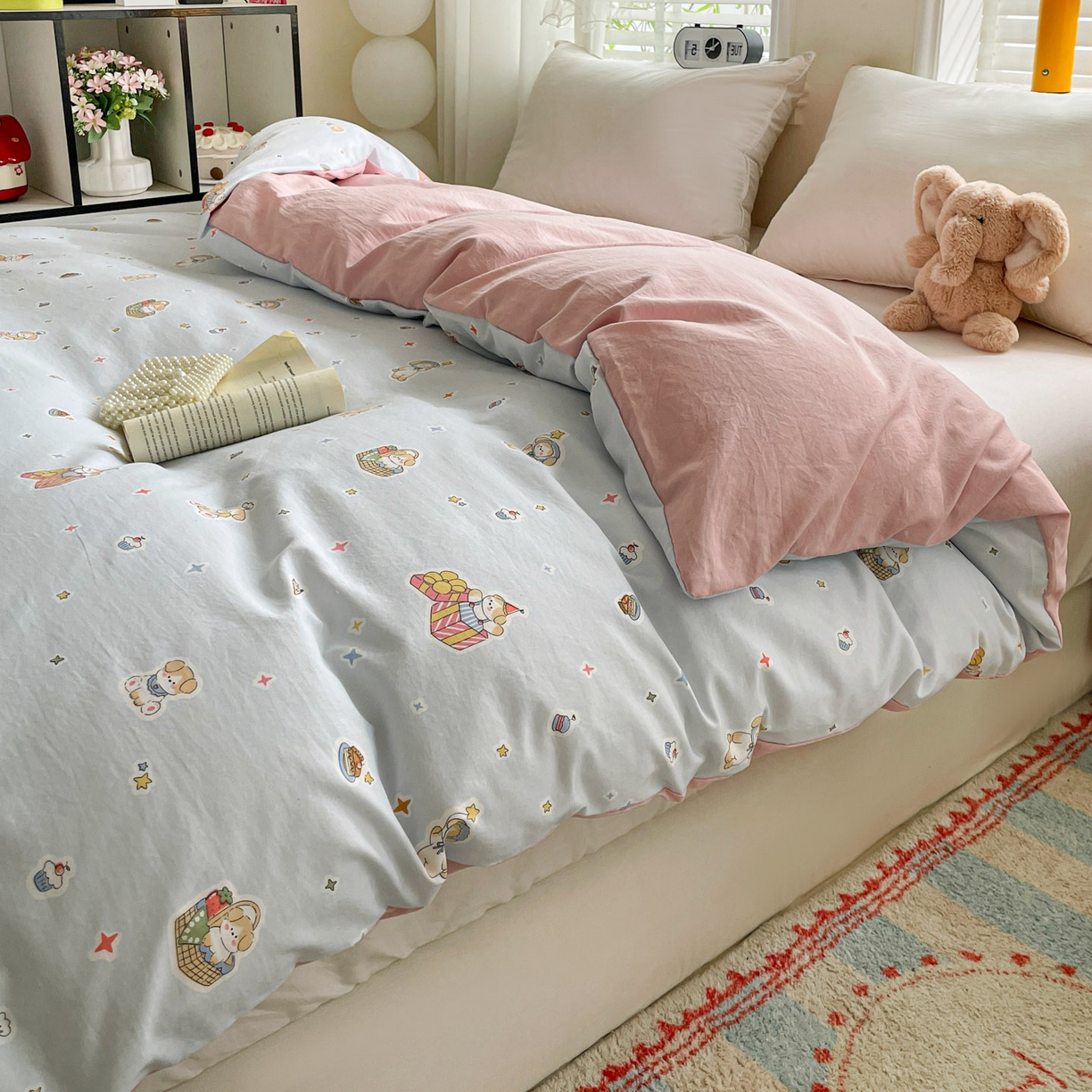 91家纺网 家纺一手货源 找家纺 纽缦家纺 2026新款A类105g仿棉四件套古法水洗棉单被套 安琪拉