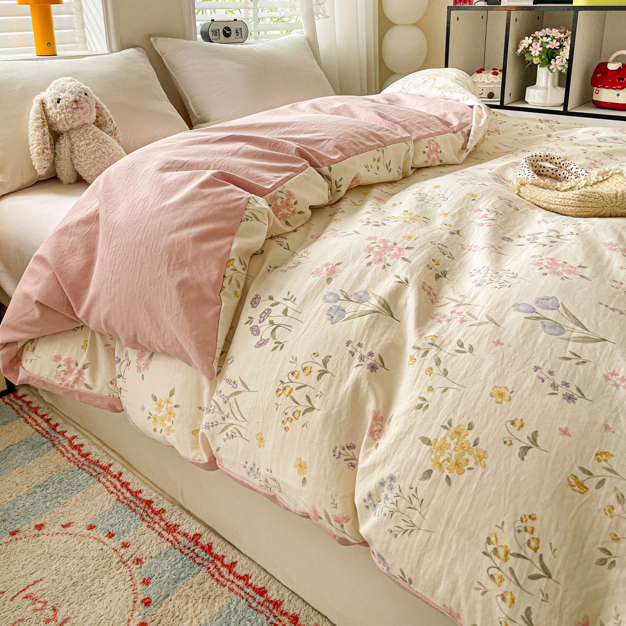 91家纺网 家纺一手货源 找家纺 纽缦家纺 2026新款A类105g仿棉四件套古法水洗棉单被套 聆风