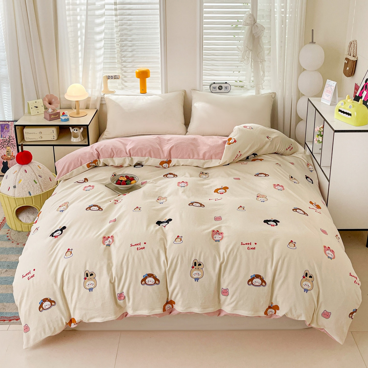 91家纺网 家纺一手货源 找家纺 纽缦家纺 2026新款A类105g仿棉四件套古法水洗棉单被套 慕尼