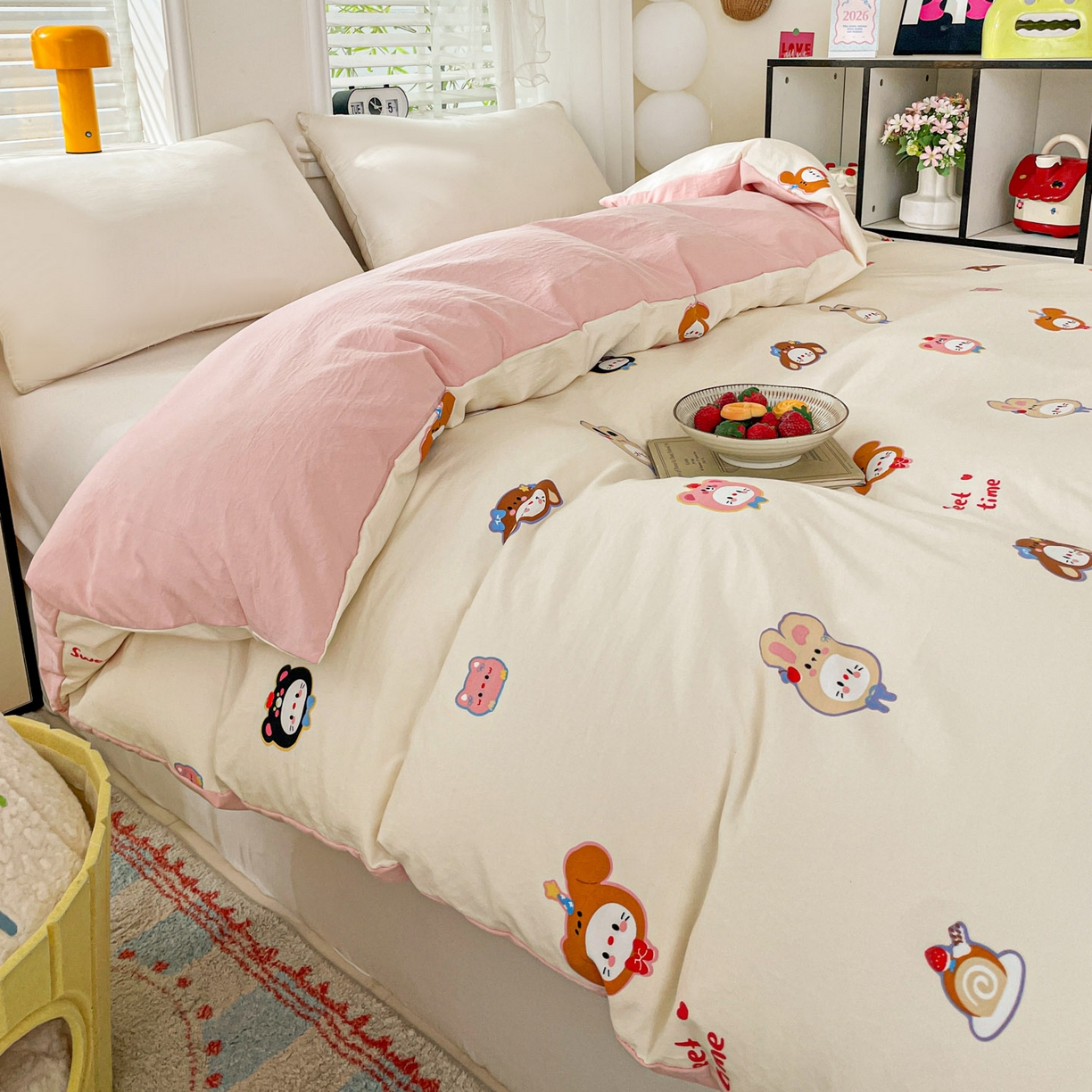 91家纺网 家纺一手货源 找家纺 纽缦家纺 2026新款A类105g仿棉四件套古法水洗棉单被套 慕尼