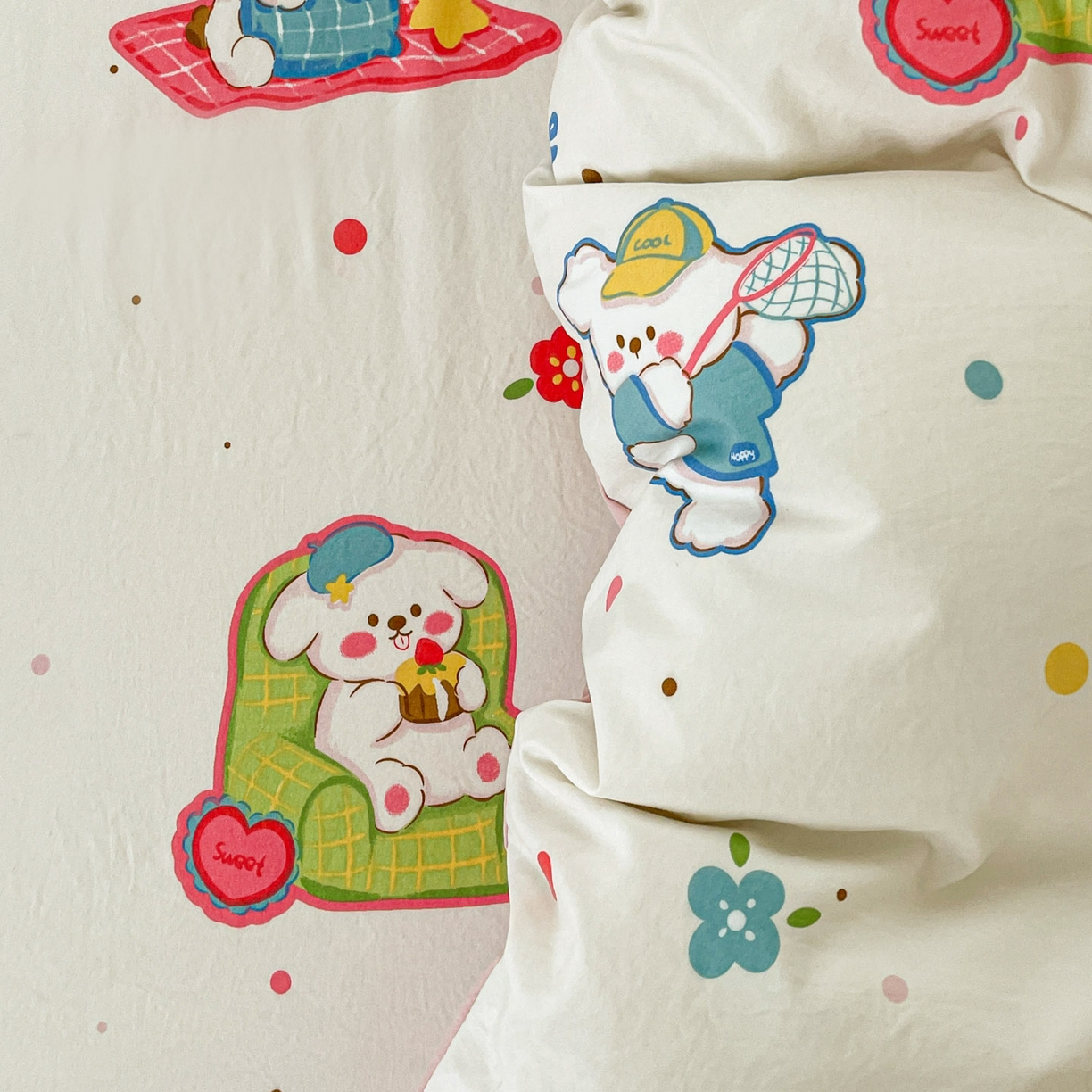 91家纺网 家纺一手货源 找家纺 纽缦家纺 2026新款A类105g仿棉四件套古法水洗棉单被套 心愿狗