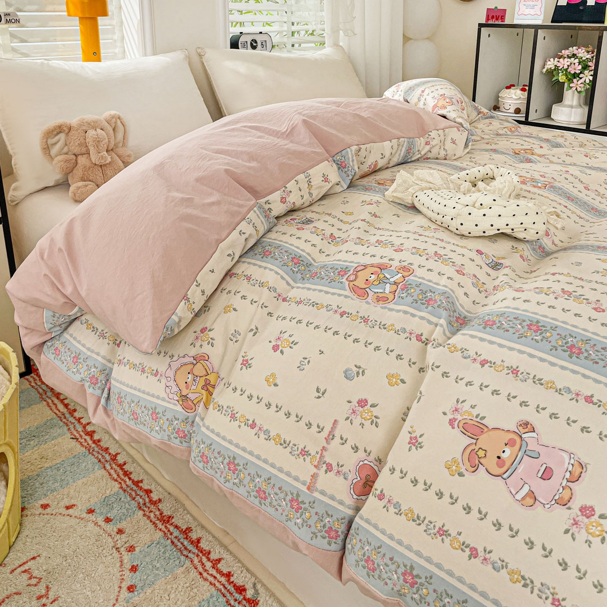 91家纺网 家纺一手货源 找家纺 纽缦家纺 2026新款A类105g仿棉四件套古法水洗棉单被套 幸运狗