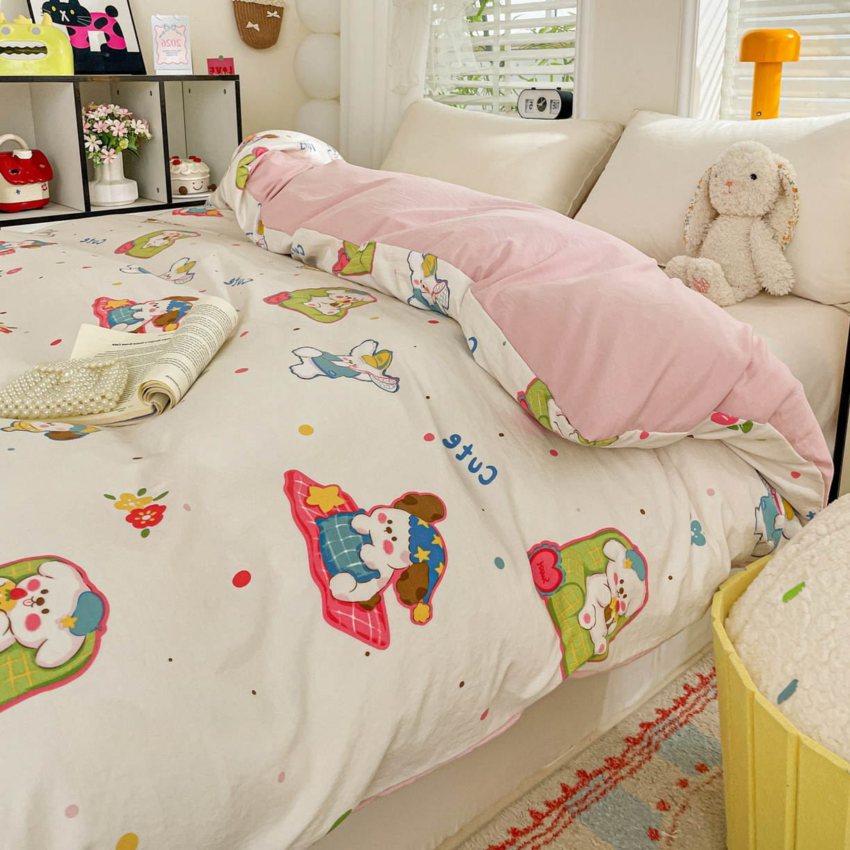 91家纺网 家纺一手货源 找家纺 纽缦家纺 2026新款A类105g仿棉四件套古法水洗棉单被套 心愿狗