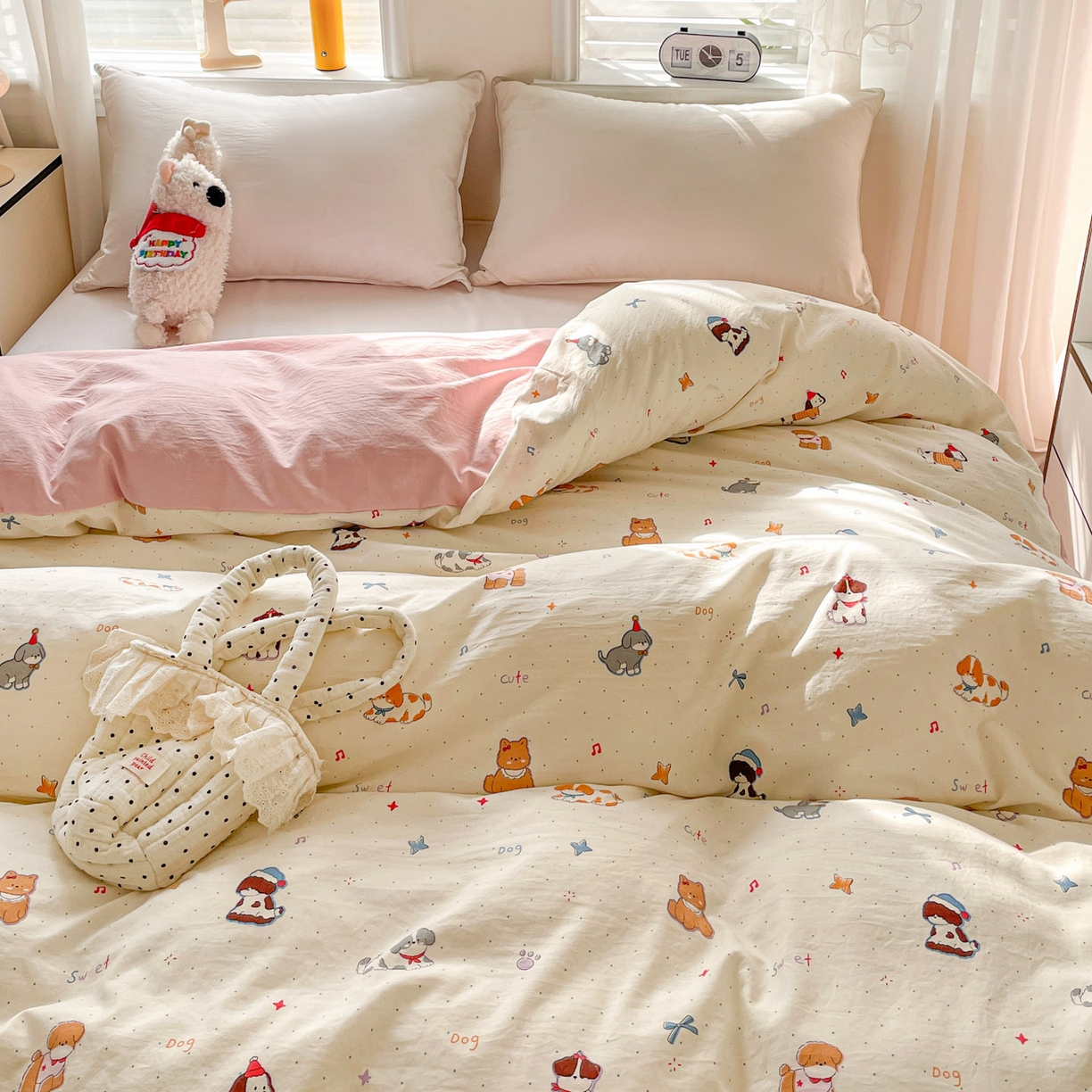 91家纺网 家纺一手货源 找家纺 纽缦家纺 2026新款A类105g仿棉四件套古法水洗棉单被套 洛奇