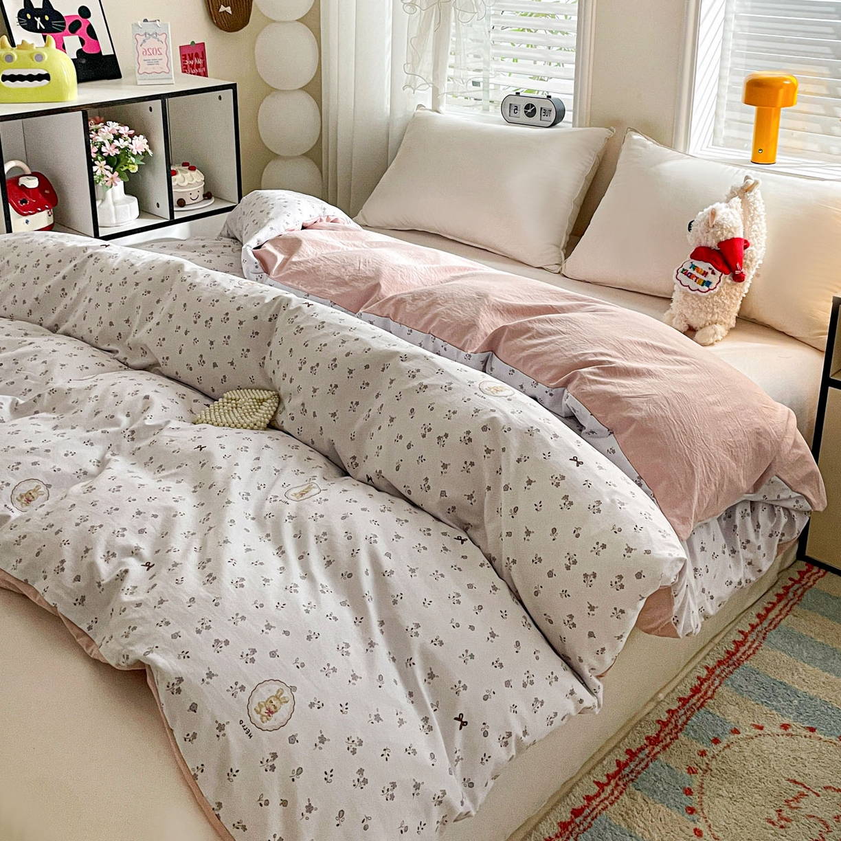 91家纺网 家纺一手货源 找家纺 纽缦家纺 2026新款A类105g仿棉四件套古法水洗棉单被套 恋空灰