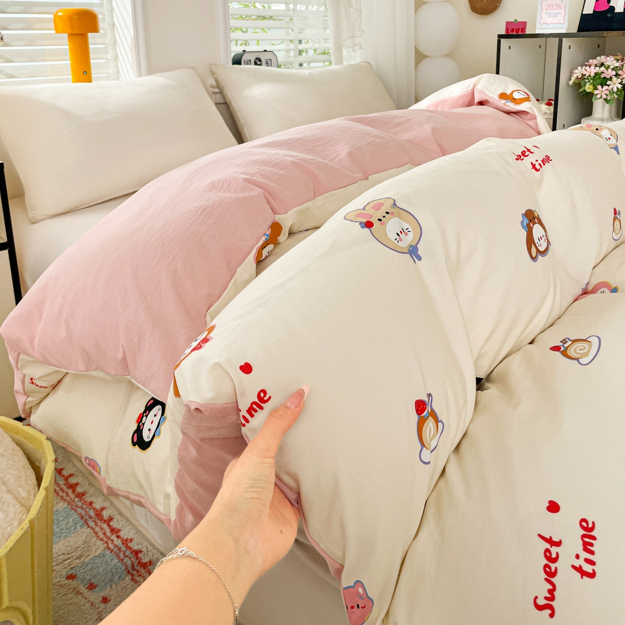 91家纺网 家纺一手货源 找家纺 纽缦家纺 2026新款A类105g仿棉四件套古法水洗棉单被套 慕尼