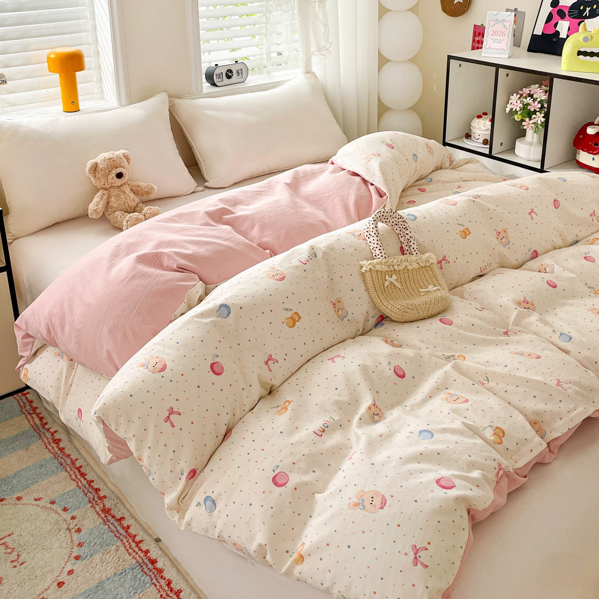 91家纺网 家纺一手货源 找家纺 纽缦家纺 2026新款A类105g仿棉四件套古法水洗棉单被套 乐淘