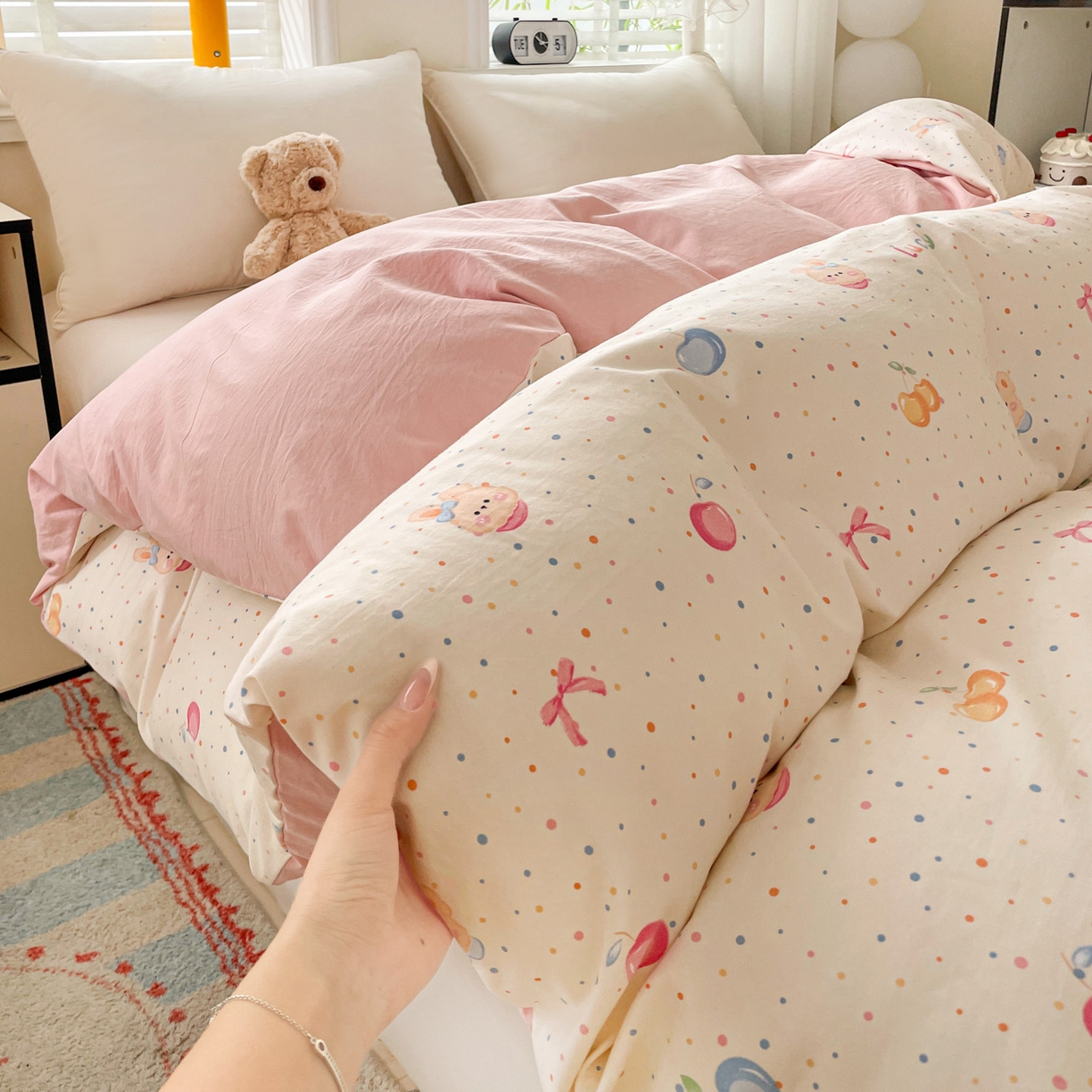 91家纺网 家纺一手货源 找家纺 纽缦家纺 2026新款A类105g仿棉四件套古法水洗棉单被套 乐淘