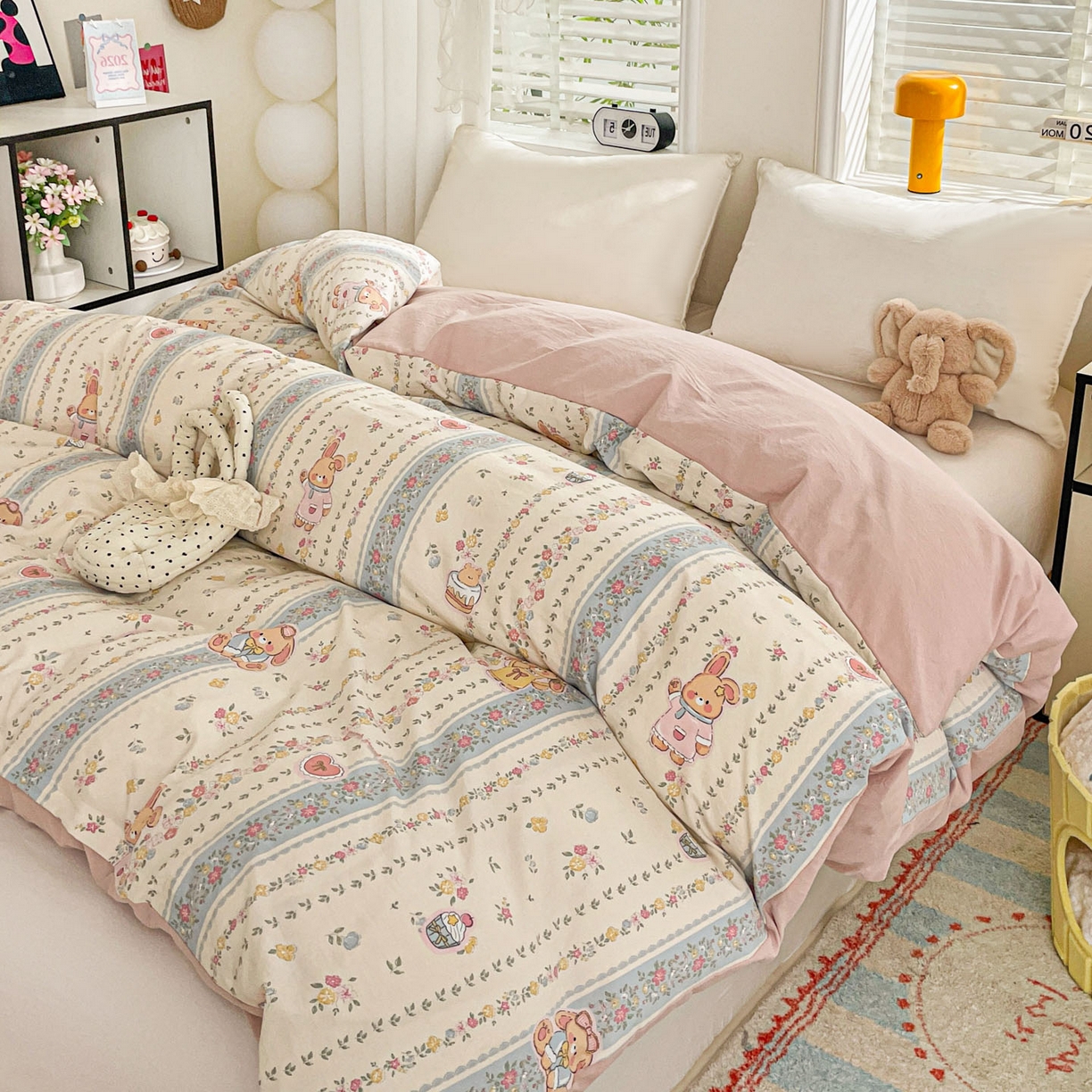 91家纺网 家纺一手货源 找家纺 纽缦家纺 2026新款A类105g仿棉四件套古法水洗棉单被套 幸运狗