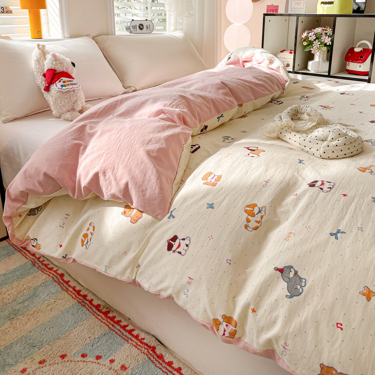 91家纺网 家纺一手货源 找家纺 纽缦家纺 2026新款A类105g仿棉四件套古法水洗棉单被套 洛奇