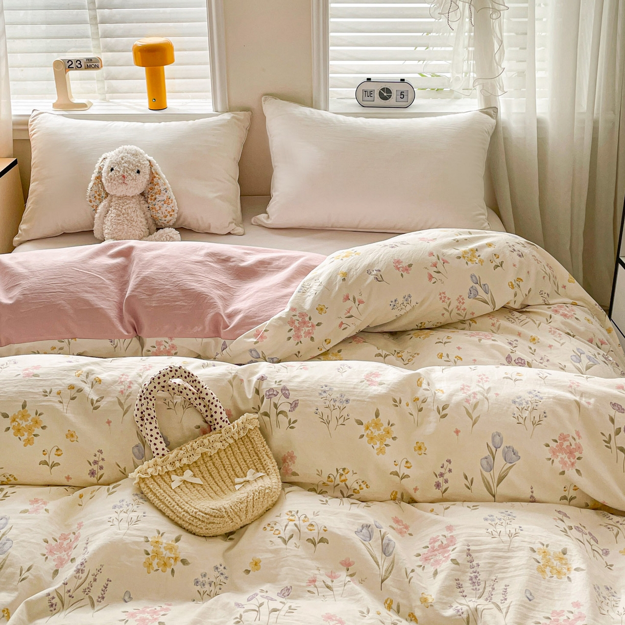 91家纺网 家纺一手货源 找家纺 纽缦家纺 2026新款A类105g仿棉四件套古法水洗棉单被套 聆风