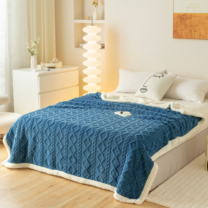 91家纺网 家纺一手货源 找家纺 （总）优雅星家纺 2026直播热款高克重双面绒塔芙绒羊羔绒复合提花毯子毛毯盖毯