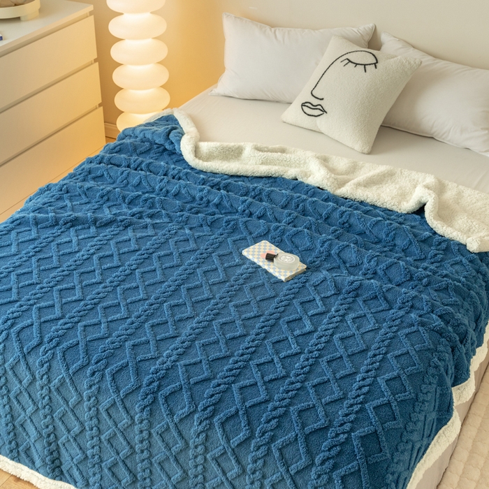 91家纺网 家纺一手货源 找家纺 （总）优雅星家纺 2026直播热款高克重双面绒塔芙绒羊羔绒复合提花毯子毛毯盖毯